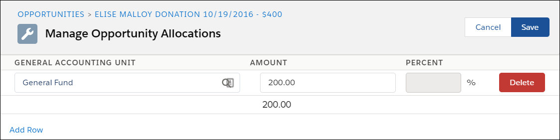 Manage Allocations for an Opportunity.