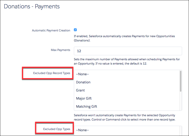Excluded Opp Record Types and Excluded Opp Types