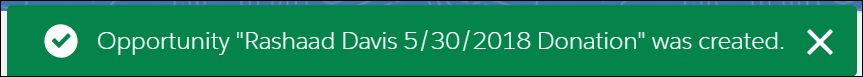 New Opportunity confirmation message