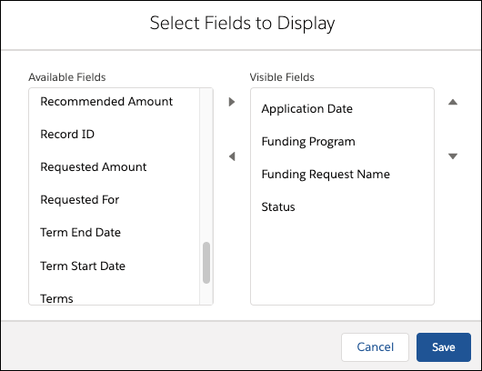 Select fields to display