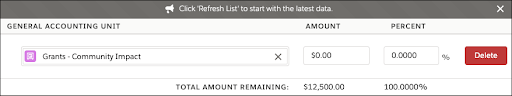 Select a General Account Unit