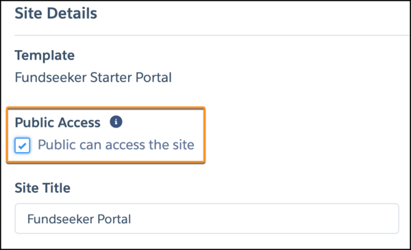 Select Public can access the site.