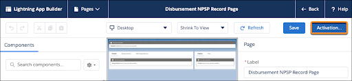 Disbursement NPSP record page
