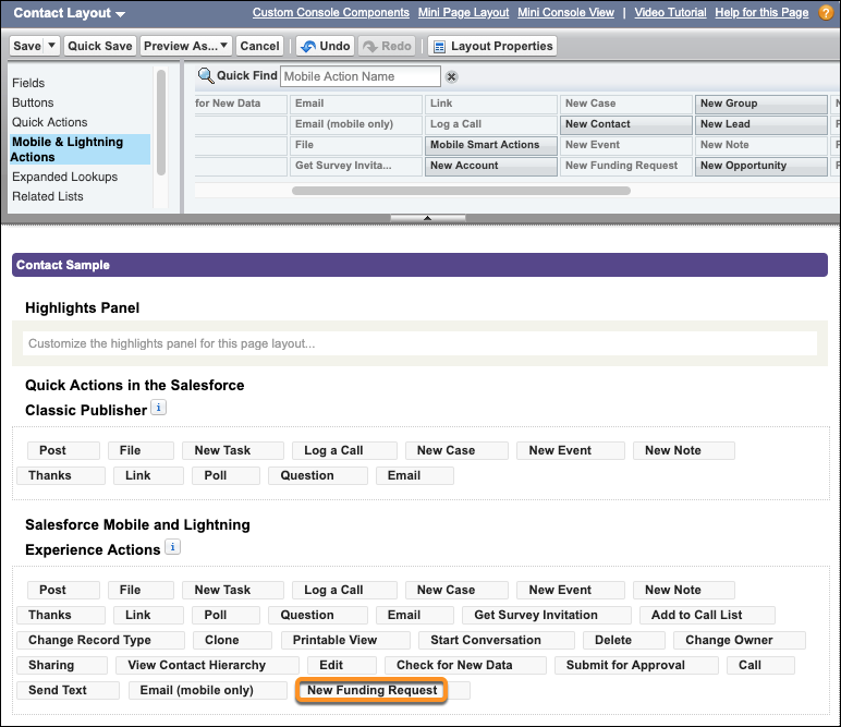 Add new action to page layout