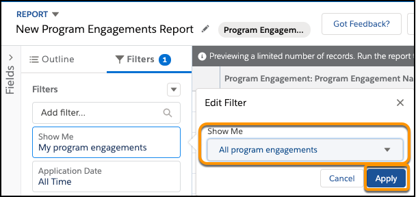 Show me fields within New Program Engagements Report
