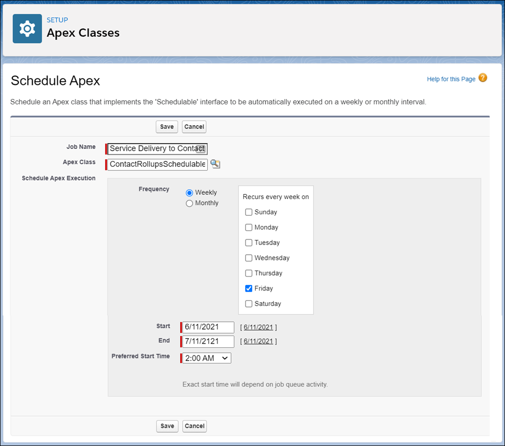 Scheduling an Apex job