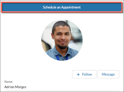 The SSH User Profile Schedule Button component on a support staff member's User Profile portal page