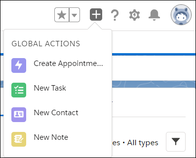 The Global Actions menu in the Student Success Hub app