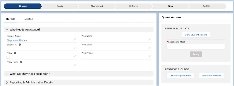A Case in the queue, with the Queued status