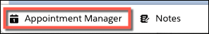 The Appointment Manager button in the utility bar
