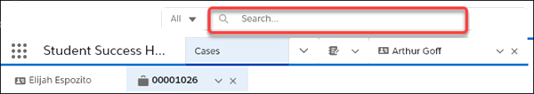 Start typing in the search box at the top of the page to find records