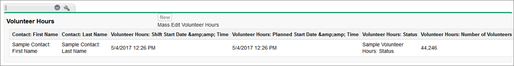 Volunteer Hours related list with changes
