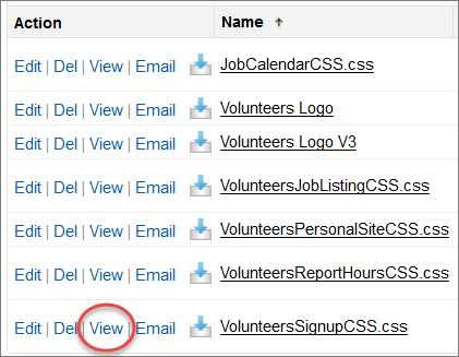 View link next to the VolunteersSignupCSS document