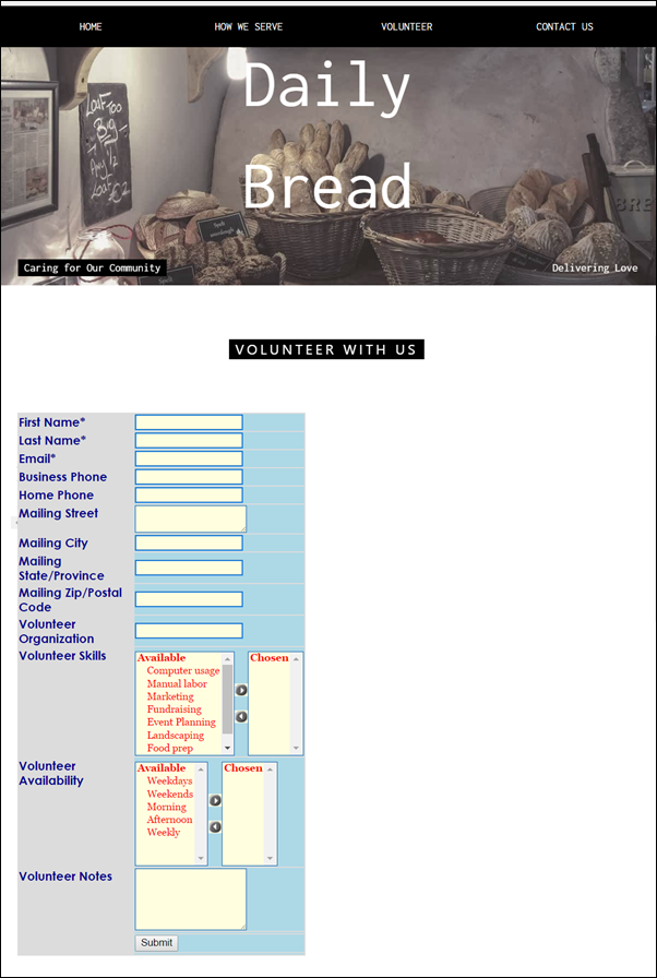 Web page with basic css