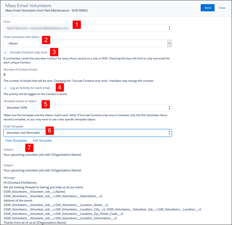 Email template with callouts