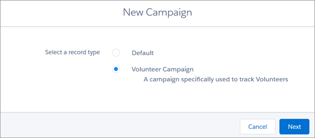 Create a new volunteer campaign
