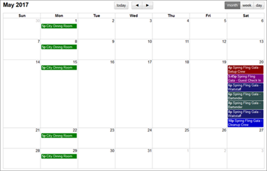 Job Calendar page with minimal styling
