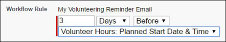 Time trigger settings for the reminder email workflow rule