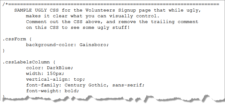 Sample CSS