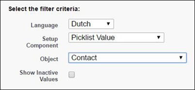 Filter criteria for selecting the items to translate