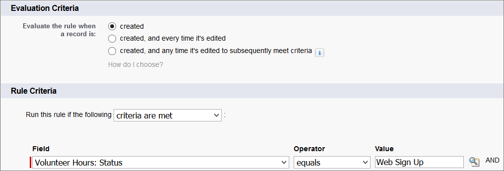 Workflow rule assigning web signups
