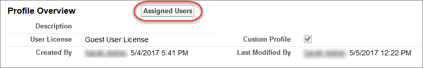 Assigned Users button on the Guest User profile