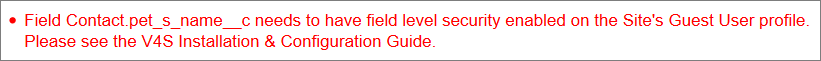 Field error on web page