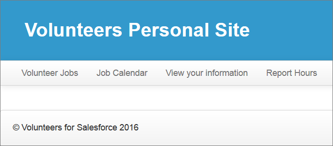 Volunteer Personal Site page with default styling