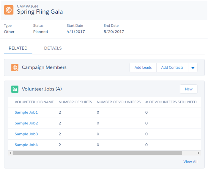 Campaign with sample jobs