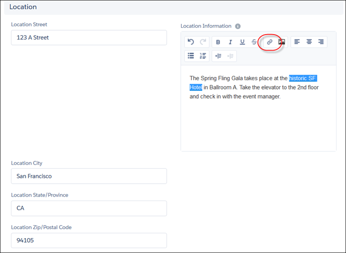 Adding link to your Location Information