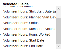 Fields displayed on the Volunteer Hours related list