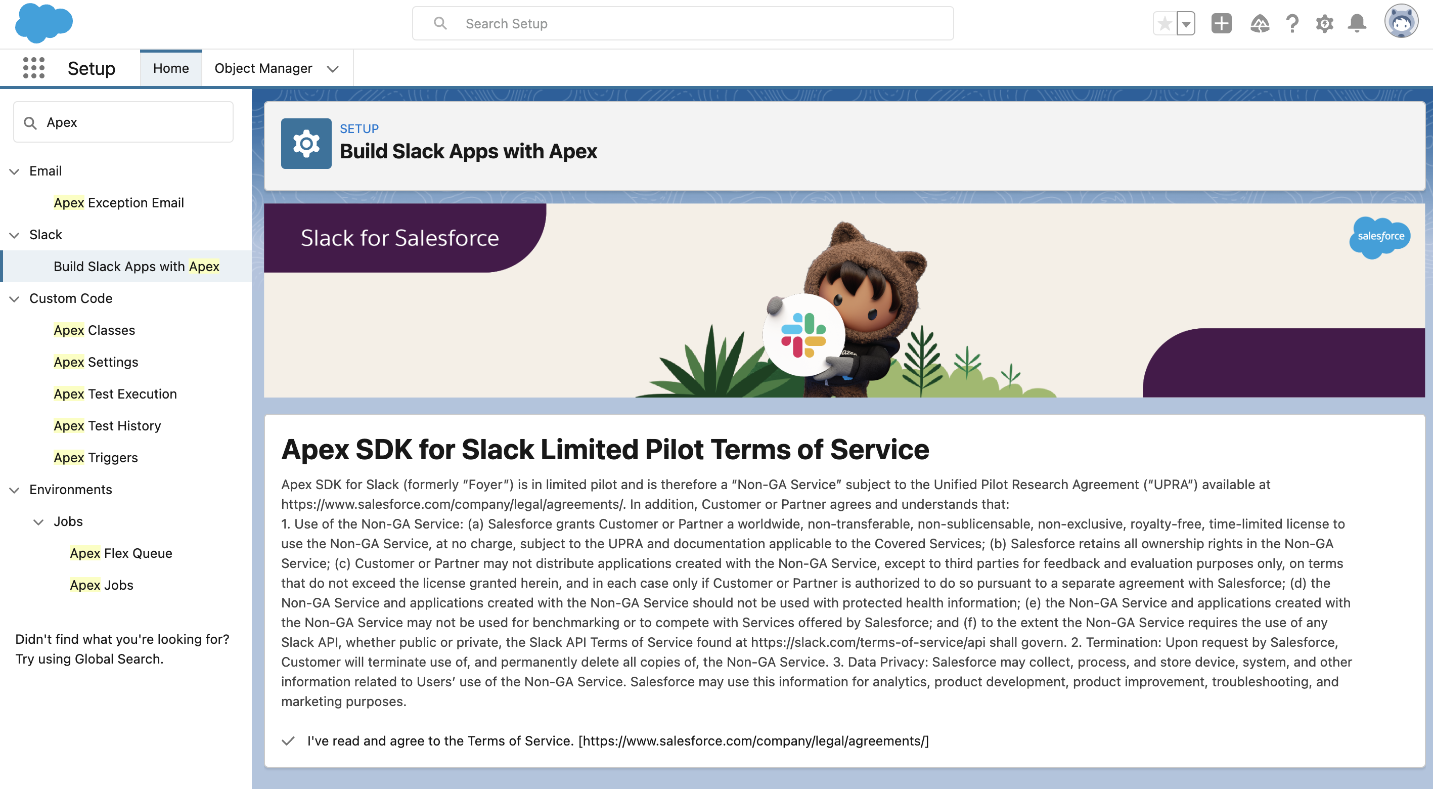 Setup Navigation with Slack SDK for Slack Pilot Terms of Service Accepted