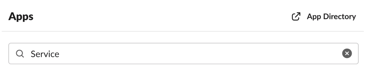 Service search in Slack app