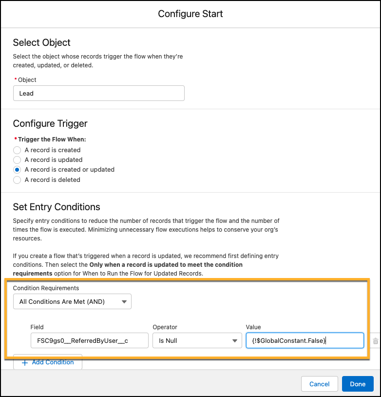 Configure start