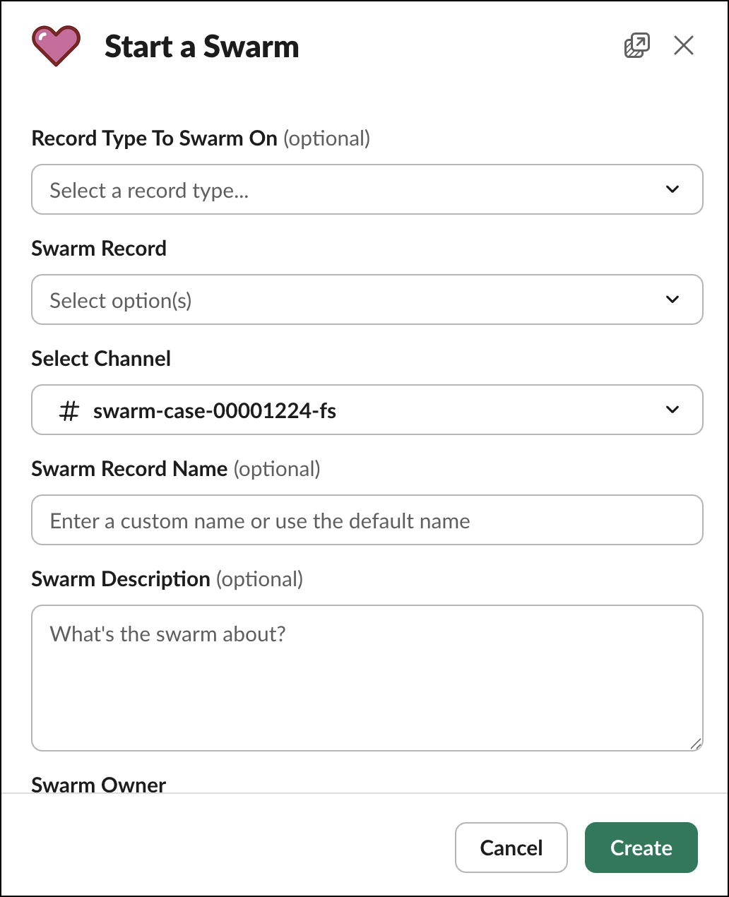 Start a swarm in Slack