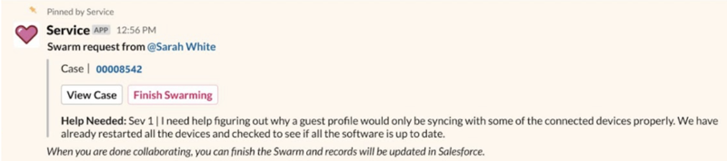 Automated swarm update message