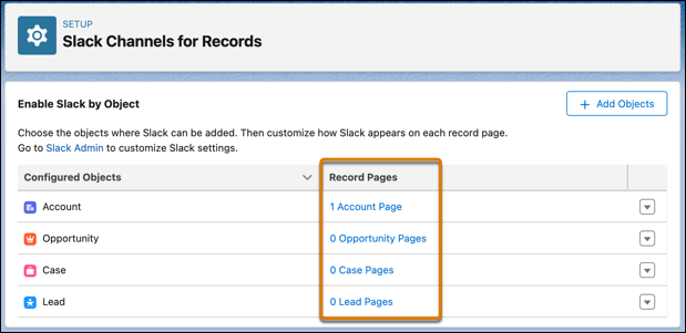 The Slack Channels for Records page
