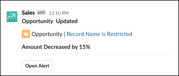 A notification in Slack when the restricted setting is selected