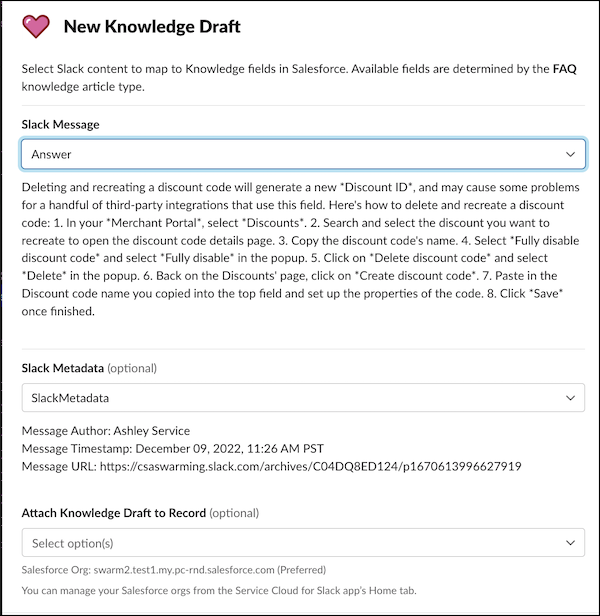 New Knowledge Draft modal