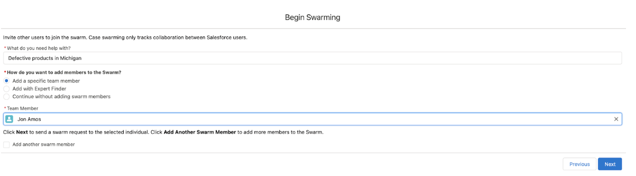 Third begin swarming modal