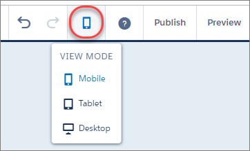 The View Mode menu in Experience Builder