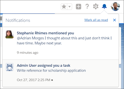 Notification of student's post
