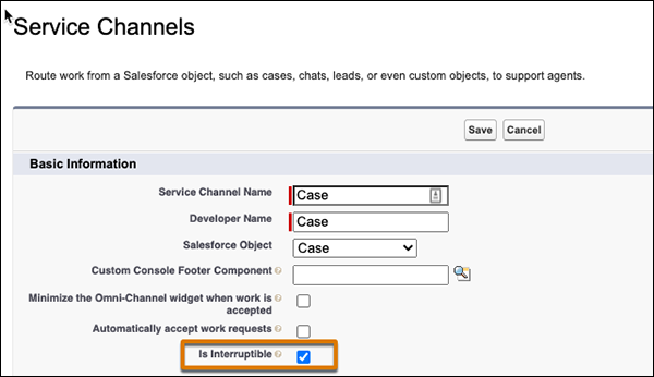 Set channels as uninterruptible