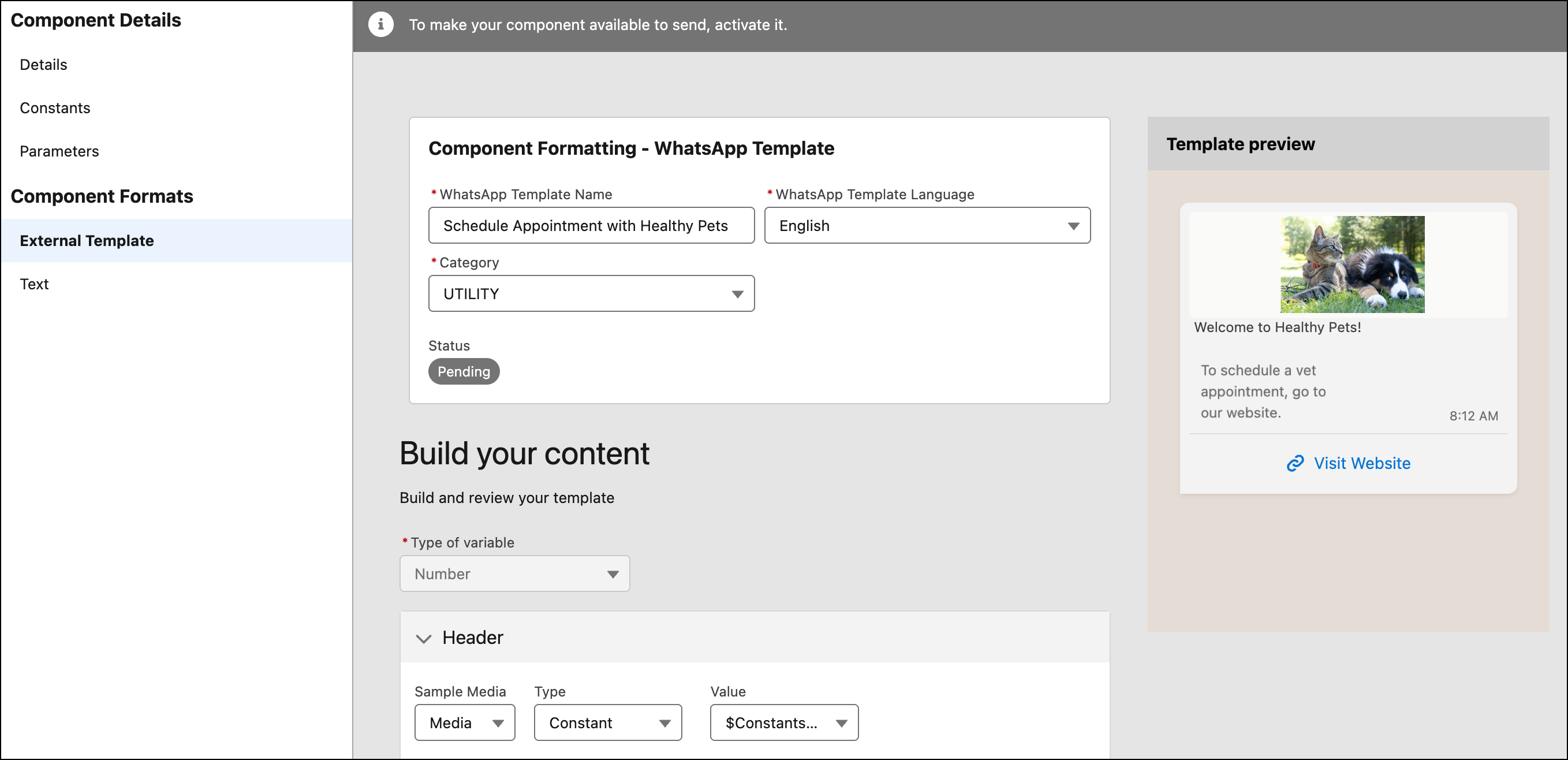 Sample WhatsApp template