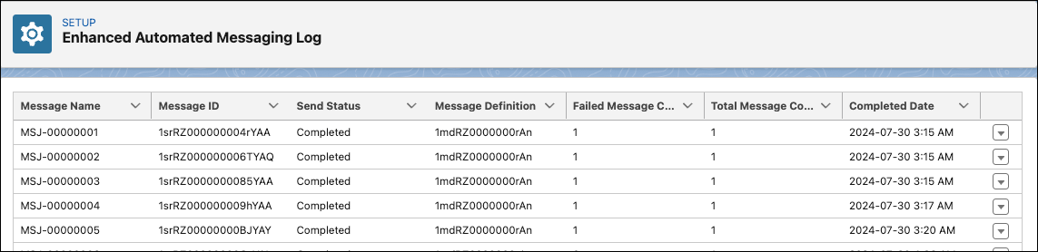 Enhanced Messaging Log