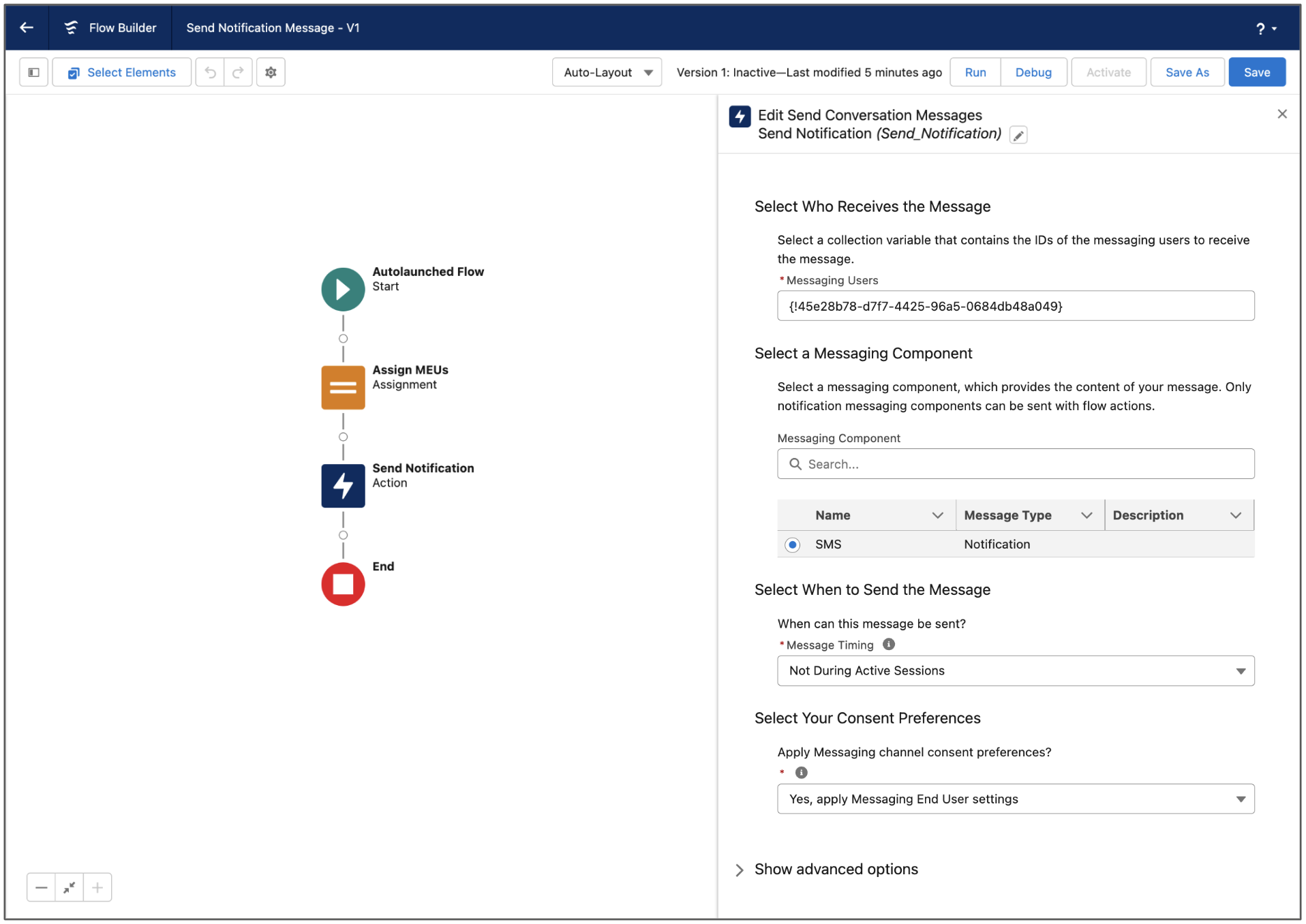 Send Conversation Messages flow action