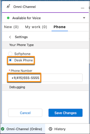 Phone tab in the Omni-Channel utility