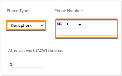 "Desk phone" selected as the Phone Type
