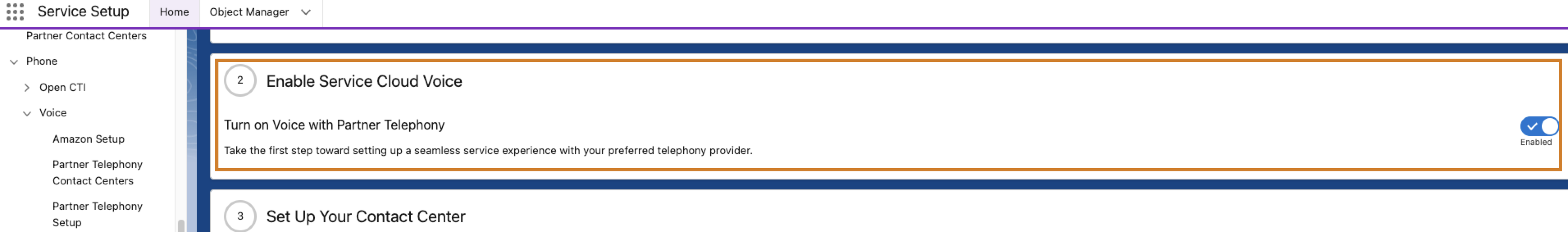 Enable partner telephony option