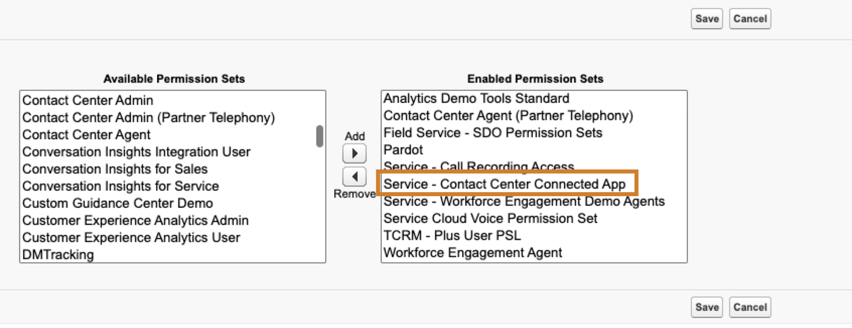 Enable permission set